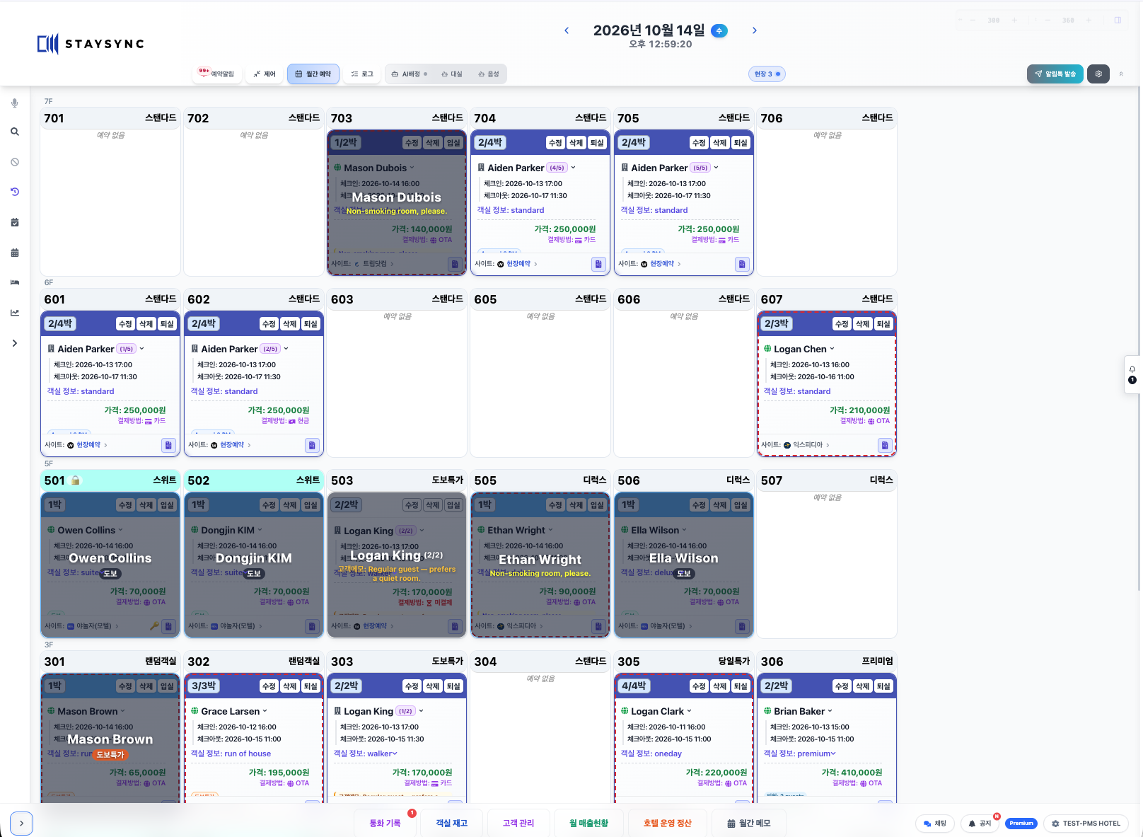 StaySync PMS PC · Room overview